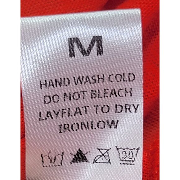 la Miel T-Shirt Red V-Neck Raw Hem Short Sleeve New - Picture 6 of 9